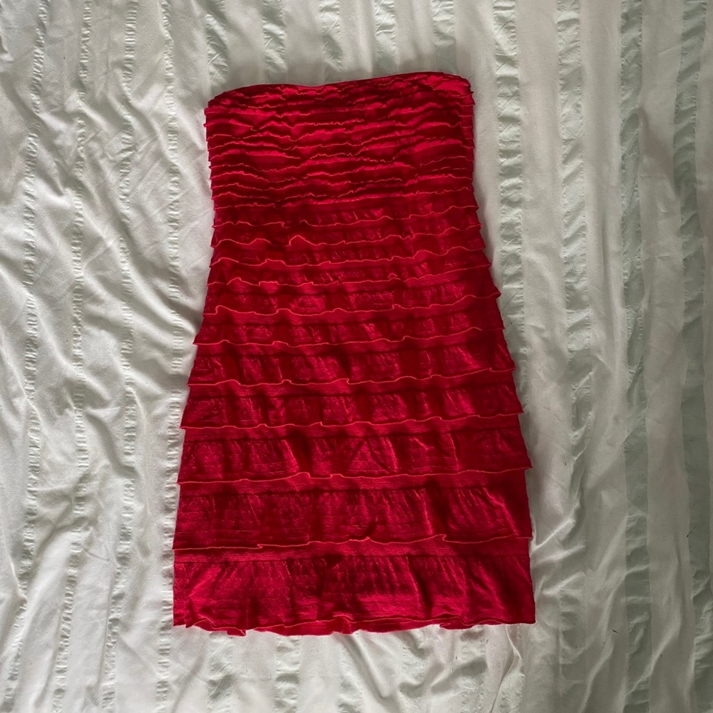 Express Ruffled Strapless Mini Dress